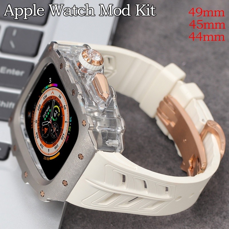 สายนาฬิกาข้อมือยางไทเทเนียม หรูหรา สําหรับ Apple Watch Series Ultra 9 8 7 6 5 4 SE iWatch 49 มม. 45
