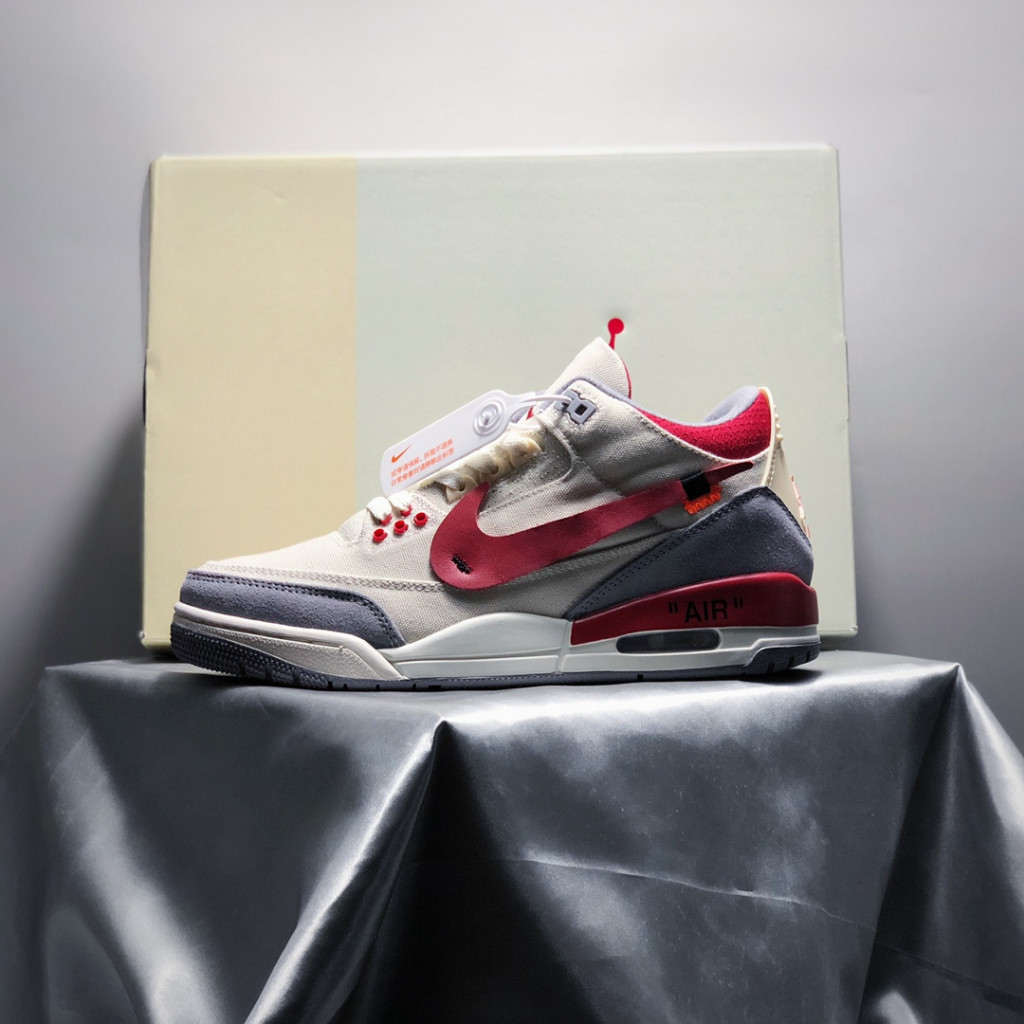 Nike Air Jordan 3 Retro Low cut Basketball shoes Casual Sneakers For Men Women Beige/Red