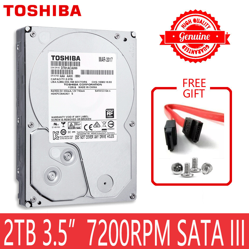 TOSHIBA 2TB Hard Drive Disk 2000GB 2 TB ภายใน HD HDD Harddisk 7200 RPM 64M Cache 3.5 "35 SATA III สํ