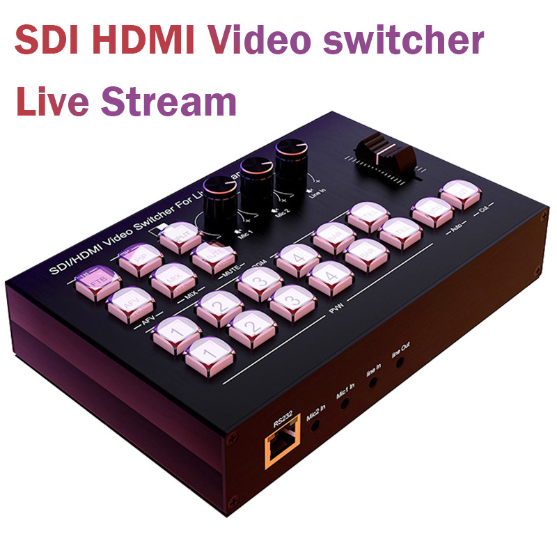 4 ทิศทาง SDI HDMI Live Stream Video Mixer Switcher กล้อง Live Production Broadcasting Station พร้อมส
