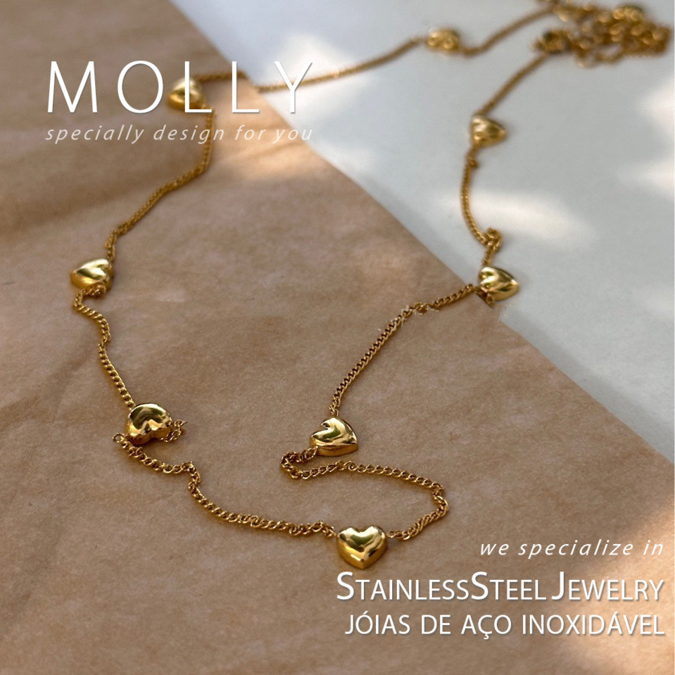 สแตนเลสสตีลรูปหัวใจลูกปัดสร้อยคอผู้หญิง Non Tarnish 18K Gold Plated คุณภาพสูง Minimalist แฟชั่นเครื่องประดับ