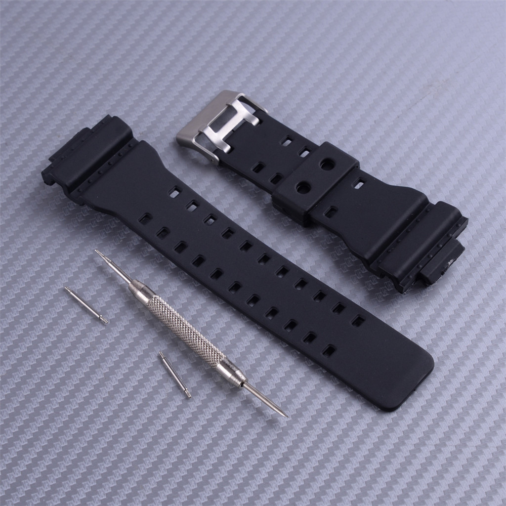 สีดํา 16 มม.สายนาฬิกาพร้อมหมุดชุดหูชุด Fit สําหรับ Casio G Shock GA-100 G-8900 GW-8900