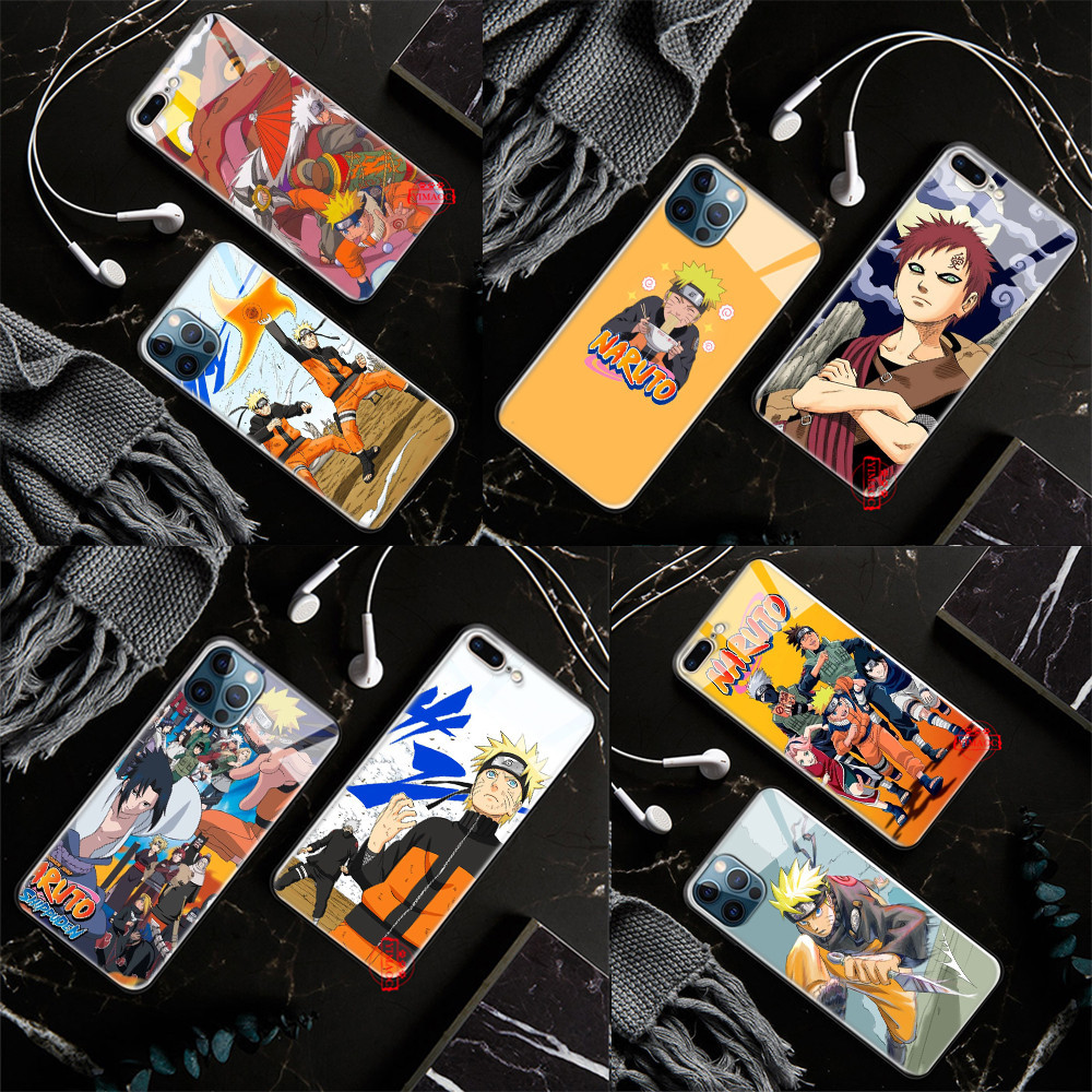 เคสโทรศัพท์มือถือกระจกนิรภัย ลายการ์ตูนนารูโตะ Sasuke Funda L287 สําหรับ iPhone 14 15 Pro Max