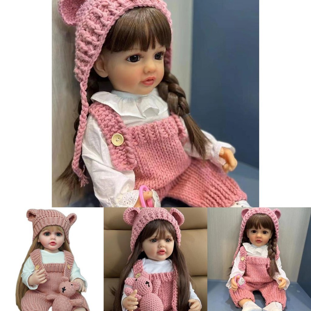 Gorgeous ตุ๊กตาเด็กทารก ซิลิโคนนิ่ม สีชมพูสดใส ขนาด 55 ซม.