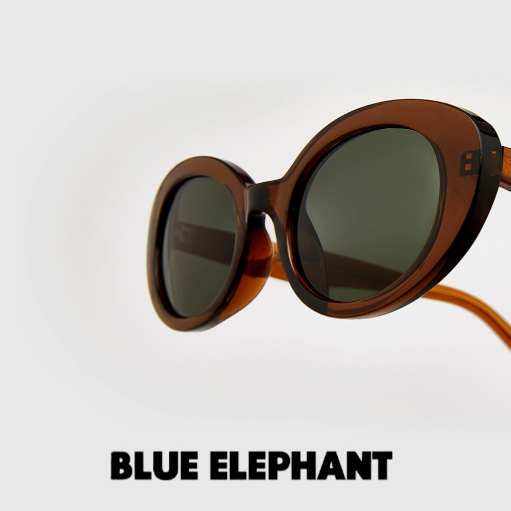 [BLUE Elephant] ใหม่ ETTY tawny-olivegreen แว่นตากันแดด  | อุปกรณ์เสริมแฟชั่นเกาหลีย้อนยุค ไม่ซ้ําใ