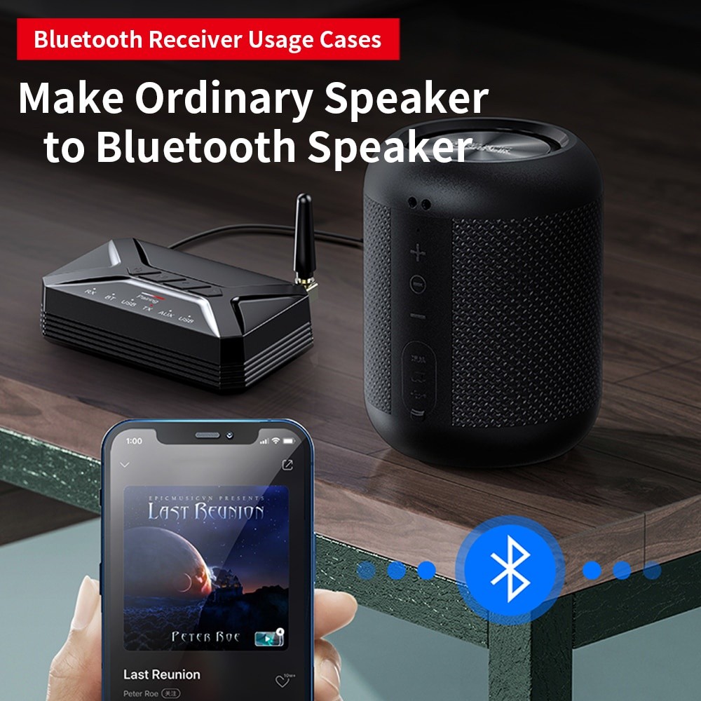 (จัดส่งในท้องถิ่น) 2 In 1 Bluetooth Audio Converter Bluetooth 5.0 รับอุปกรณ์เครื่องส่งสัญญาณ Tx/Rx Dual Mode สําหรับทีวี/พีซี