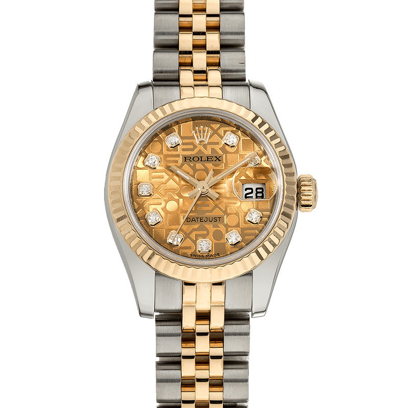 Rolex Rolex เสื้อผ้าผู้หญิง Log Type 18K Gold/Steel นาฬิกากลไกอัตโนมัติผู้หญิง179173