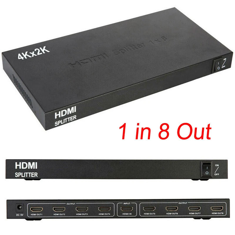 4k Ultra HD 8 พอร์ต 1 เข้า 8 ออก 1x8 HDMI ตัวแปลงวิดีโอเสียง 1080P สําหรับ PS4 XBOX DVD คอมพิวเตอร์ไปยังทีวี HDTV จอภาพ
