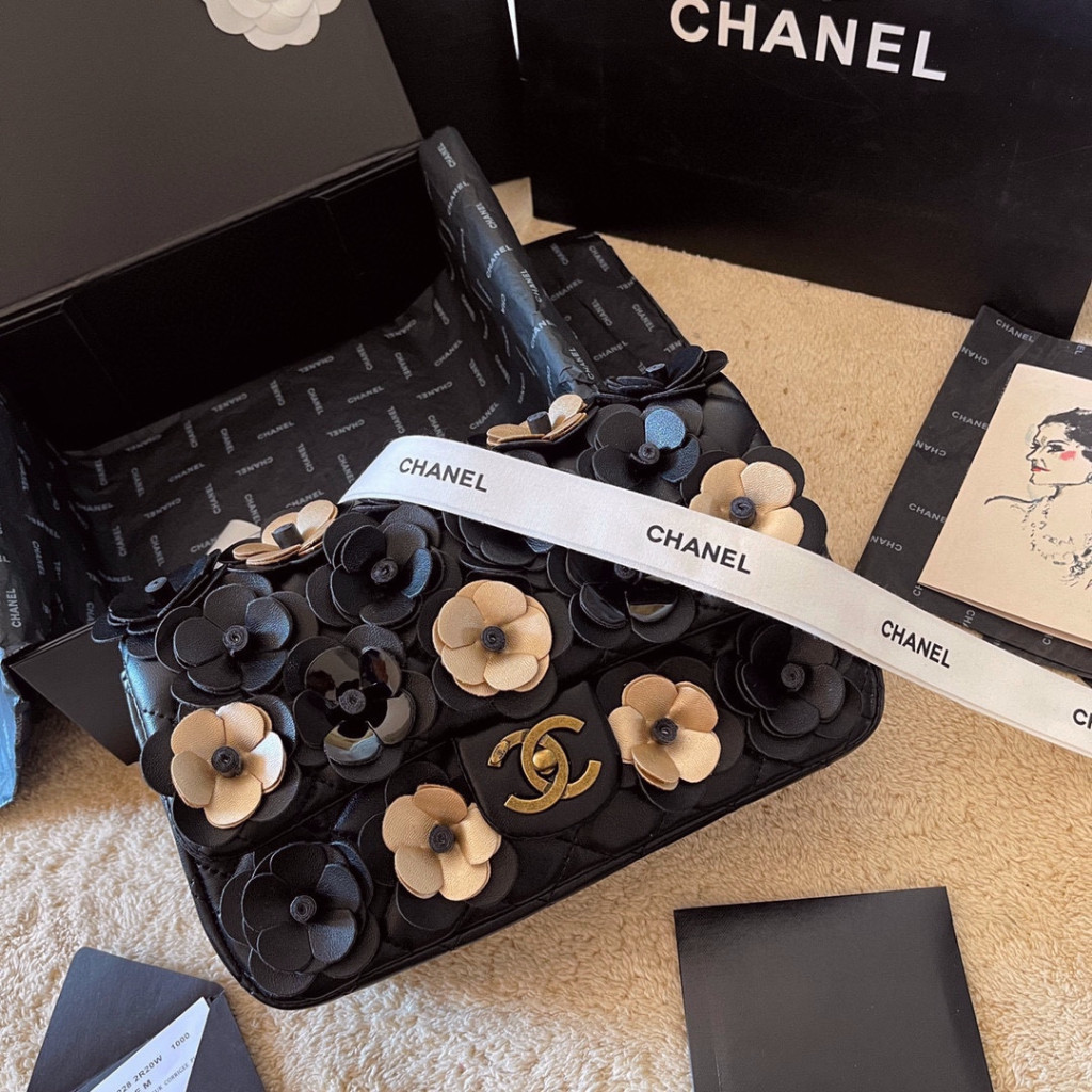 ใหม่ Chanel กระเป๋าหนังแท้ ปักลายดอกคามิเลีย กันน้ํา สามมิติ