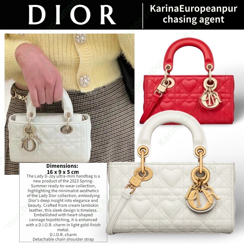 ดิออร์Dior LADY D-JOY Women/Shoulder Bag กระเป๋าสุภาพสตรี/ร่อซู้ล/กระเป๋าถือ/กระเป๋าดิออร์