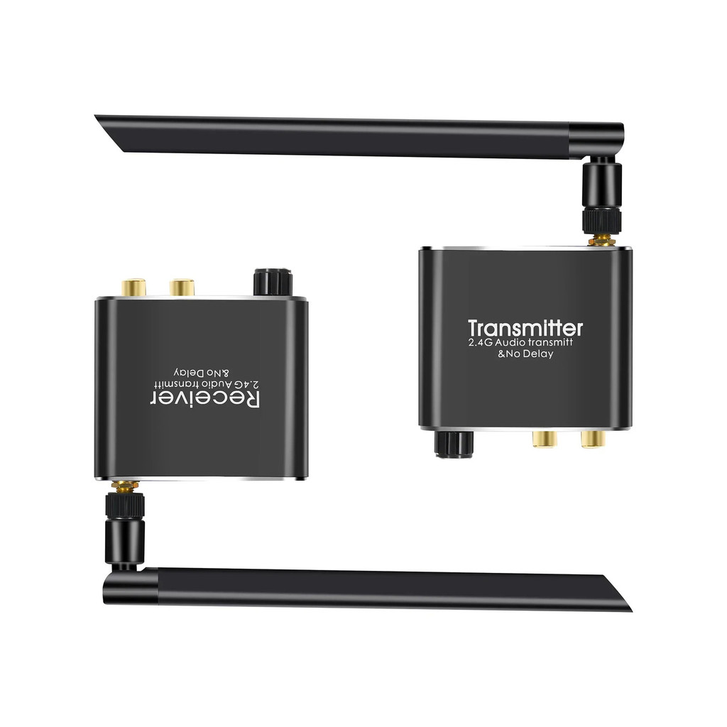 50M 2.4G เครื่องส่งสัญญาณเสียงไร้สายดิจิตอลและตัวรับสัญญาณอะแดปเตอร์เสียงไร้สาย 3.5 มม.R/L RCA Conve