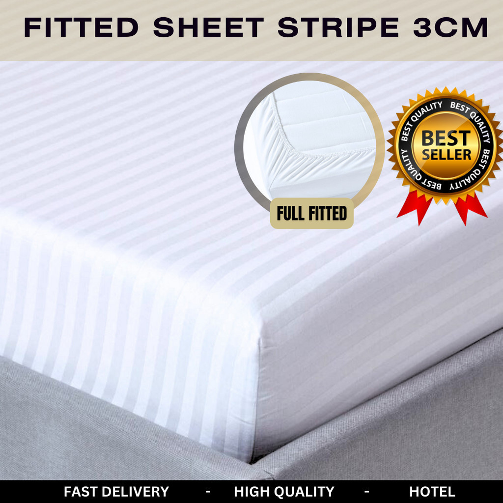 hot🔥การประกันคุณภาพ🔥 import Set Cadar Hotel 5 Star Fitted Sheet Flat Sheet Duvet Cover Quilt 3cm