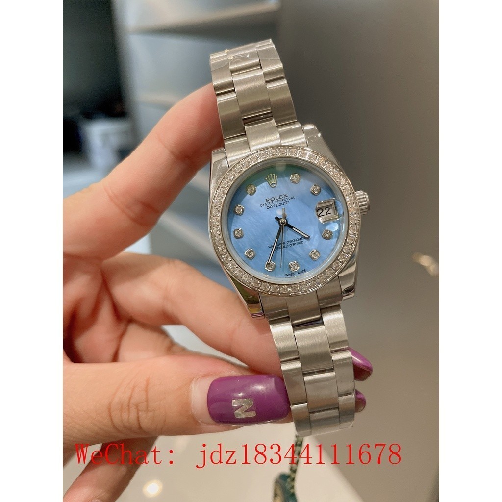 R. olex Datejust Series Candy Pearl Shell Case 31mm Blue Plate Ladies Fashion Watch