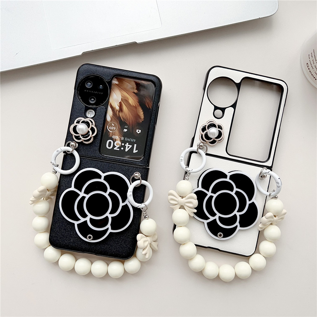 เคสโทรศัพท์มือถือ ฝาพับ พร้อมกระจกแต่งหน้า ประดับมุก ผีเสื้อ สไตล์เกาหลี สําหรับ OPPO Find N2 Flip findn3 Find N3