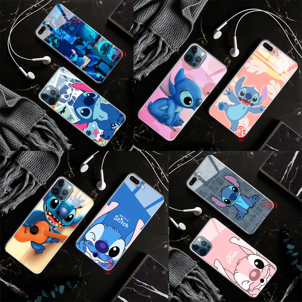 เคสโทรศัพท์มือถือกระจกนิรภัย ลาย Lilo Stitch L4 สําหรับ iPhone X XS XR 11 Pro Max