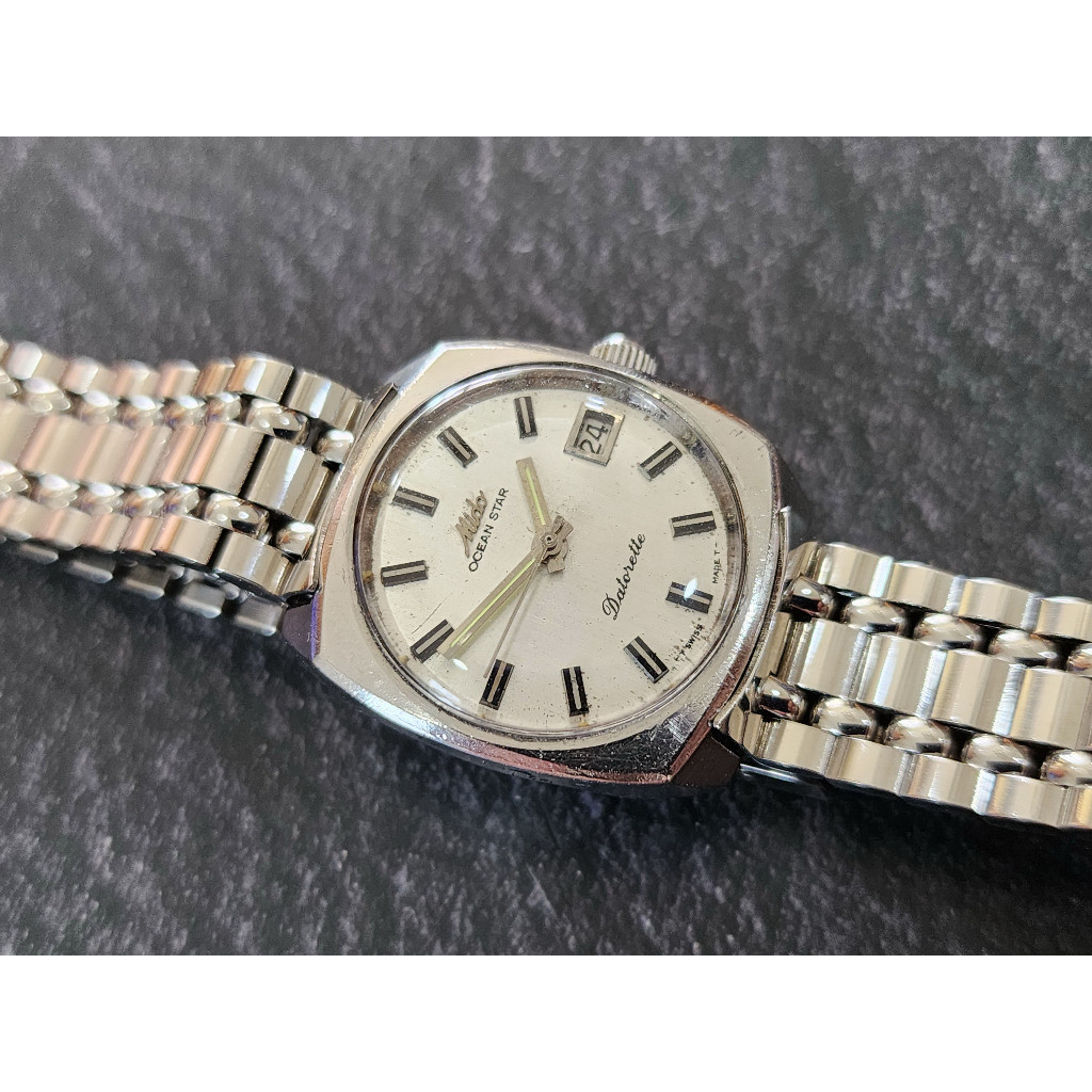 นาฬิกา Swiss-made Mido Datorette Automatic Ladys Rare with original beads of rice band (มือสองสภาพด