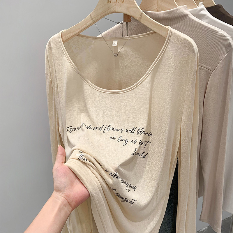 70315 เสื้อยืดลําลอง แขนยาว พิมพ์ลาย ทรงหลวม แบบบาง
