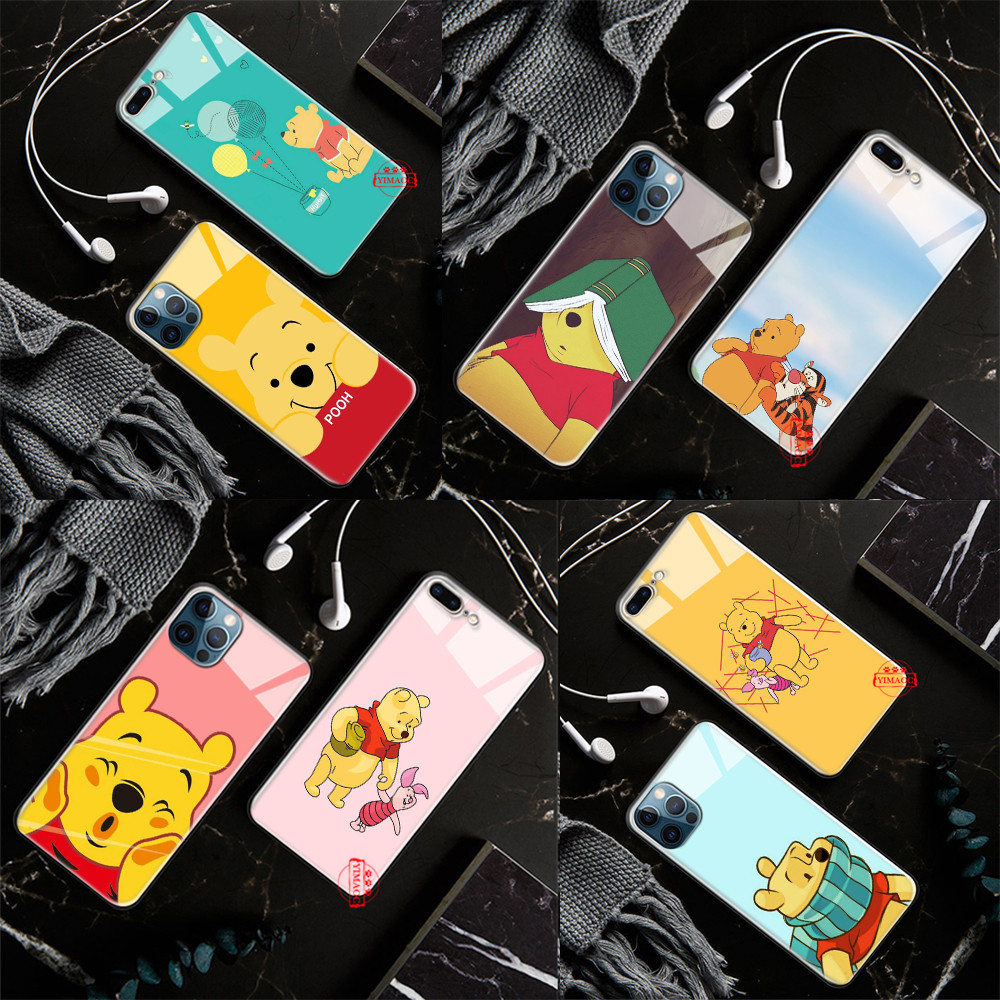 เคสโทรศัพท์มือถือกระจกนิรภัย ลายหมี Winnie น่ารัก L270 สําหรับ iPhone SE 12 Pro Max 13 Mini
