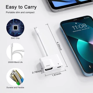 Fonken iOS to HDMI อะแดปเตอร์ AV ดิจิตอลสําหรับ iP 14 13 1080P HDMI Video Audio Sync หน้าจอ Converter to TV/โปรเจคเตอร์