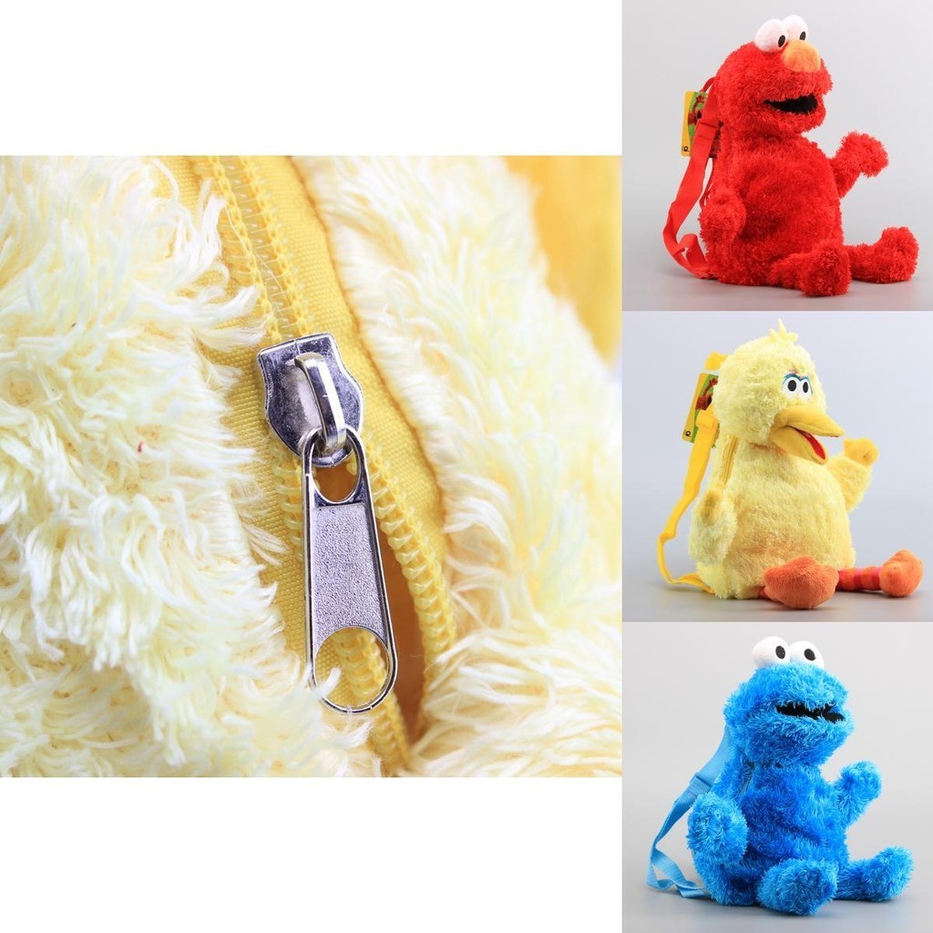 Sesame Plush Street กระเป๋าเป้สะพายหลัง Elmo Cookie Monster ตุ๊กตานกตัวใหญ่ กระเป๋านักเรียนของเล่น