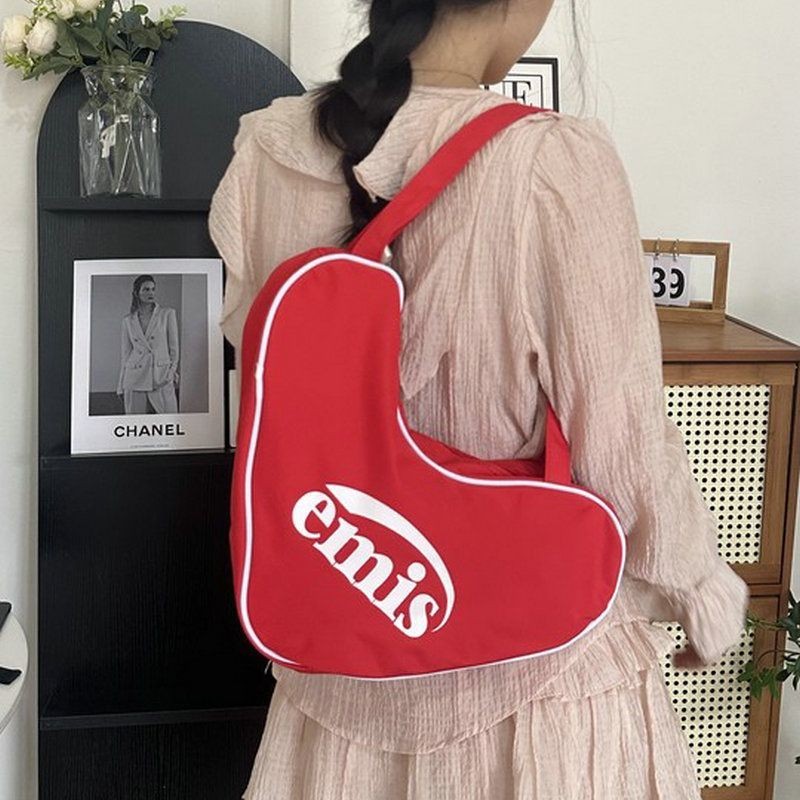 ♞,♘,♙การออกแบบเฉพาะของเกาหลี emis กระเป๋าสะพายไหล่ใหม่รักพิมพ์กระเป๋าผู้หญิงความจุขนาดใหญ่สไตล์เดีย