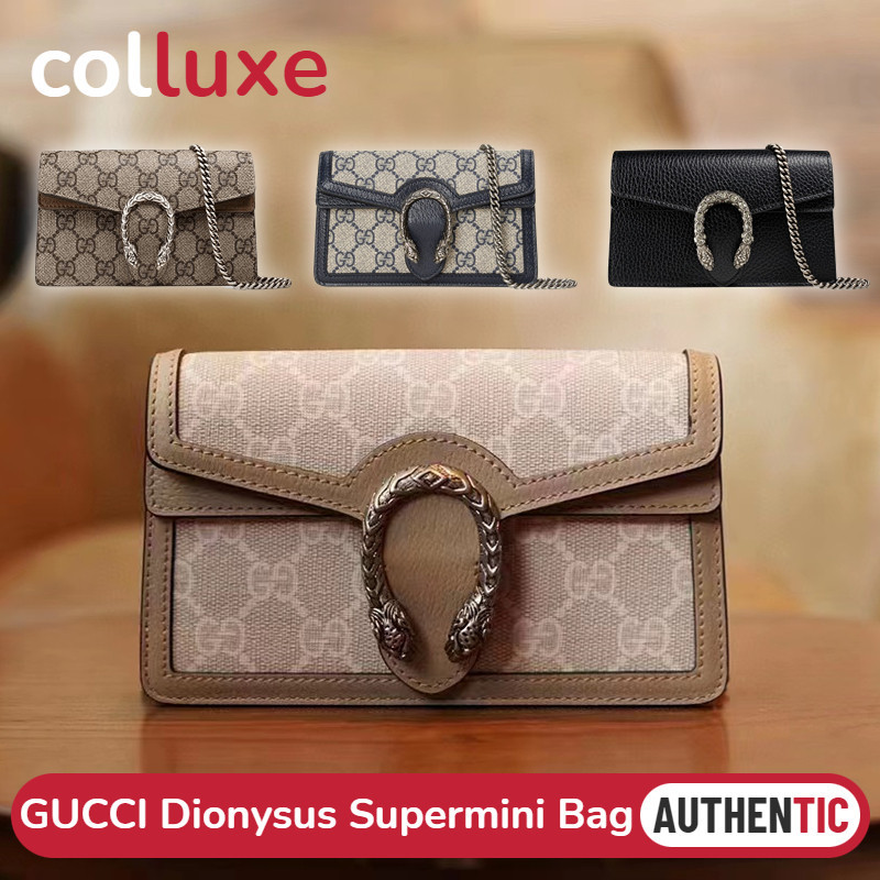 ♞,♘,♙กุชชี่ Gucci Dionysus Super Mini Bag GG Supreme กระเป๋าสะพายข้าง
