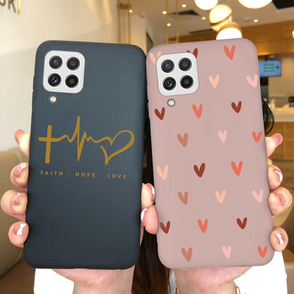 เคสซิลิโคนนิ่ม ลายหัวใจ สําหรับ Samsung Galaxy A22 4G 5G M22 4G SamsungM 22 A22