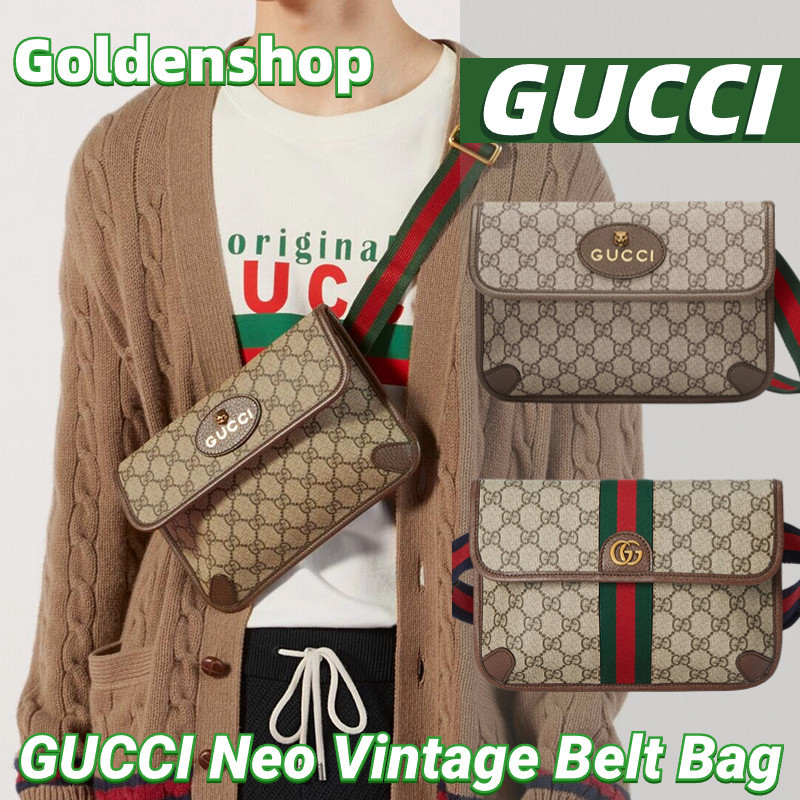 ♞,♘,♙กุชชี่ GUCCI Neo Vintage GG Supreme Belt Bagกระเป๋าคาดเอว กระเป๋าสะพายเดี่ยว