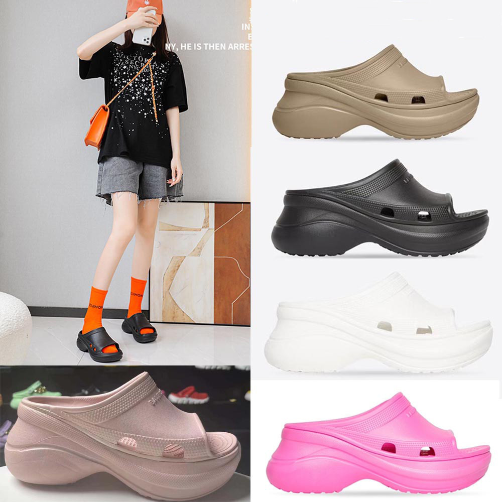 Crocs Balenciaga X Pool ใหม่ รองเท้าแตะ Crocs สําหรับผู้หญิง และผู้ชาย