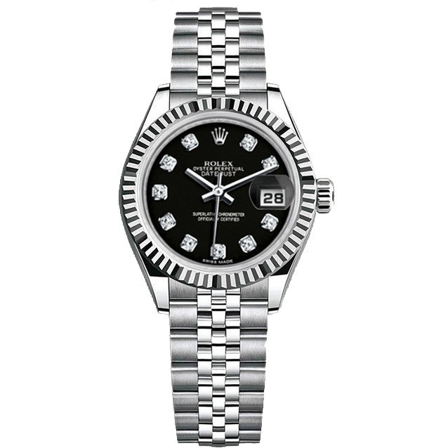 Rolex Rolex เสื้อผ้าผู้หญิง Log Type 18K สีขาวทอง/เหล็กนาฬิกากลไกอัตโนมัตินาฬิกาผู้หญิง179174