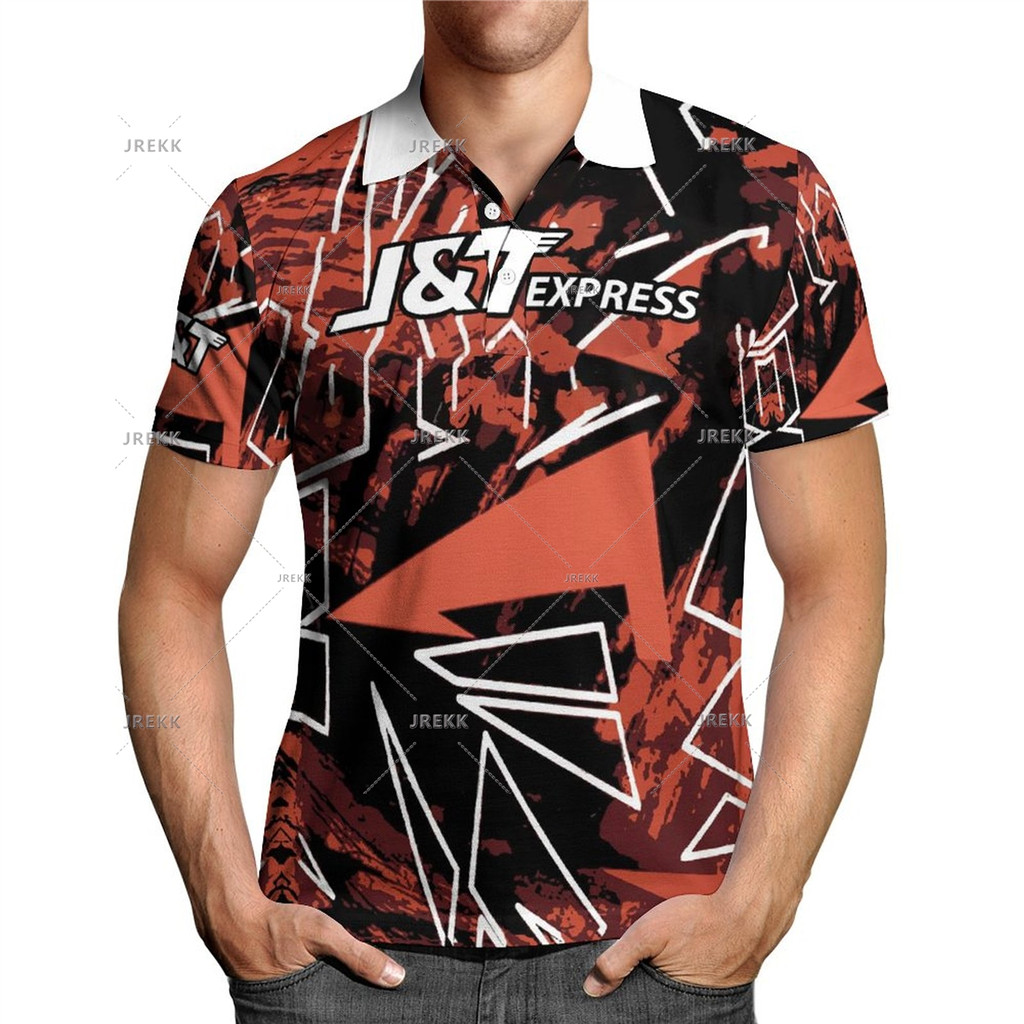 2026 New Jersey Unisex J&T Express 3D พิมพ์เสื้อโปโลน้ําหนักเบา breathable tops ขนาดเด็ก 110-160 ผู้