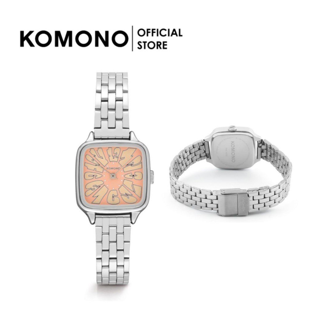 KOMONO Kate Flower Estate Silver Blush นาฬิกาผู้หญิง โลหะ หน้าปัดสี่เหลี่ยม นาฬิกาทำงาน/แฟชั่น ดูดี