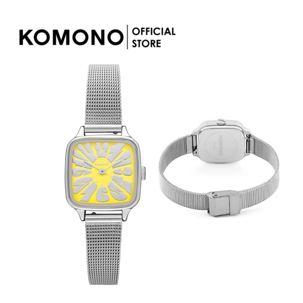 KOMONO Kate Flower Royale Silver Lemon นาฬิกาผู้หญิง โลหะ หน้าปัดสี่เหลี่ยม นาฬิกาทำงาน/แฟชั่น ดูดี