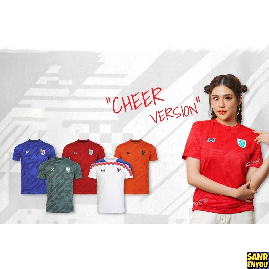 (sanrenyou)WARRIX ใหม่ล่าสุด!! เสื้อเชียร์คอกลม 2023-2024 เสื้อฟุตบอลทีมชาติไทย Thailand National Team Kit (Cheer Version)