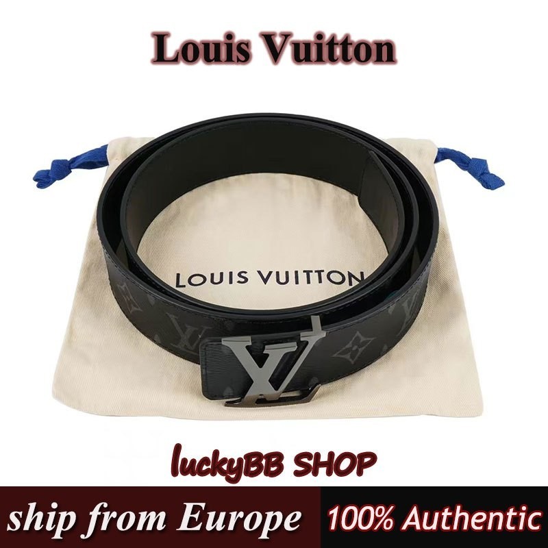 ♞,♘Louis Vuitton initiales เข็มขัดรุ่น ขนาด 40 มม. ใส่ได้ทั้งสองด้าน Lv Men's Belt Full Set