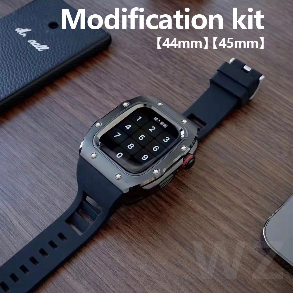 สายนาฬิกาข้อมือซิลิโคน ยางฟลูออรีน RM ดัดแปลง สําหรับ Apple watch series 44 มม. 45 มม. S8 7 SE 6 5