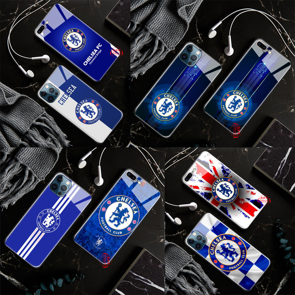 เคสโทรศัพท์มือถือกระจกนิรภัย ลายฟุตบอล Chelsea L153 สําหรับ iPhone X XS XR 11 Pro Max