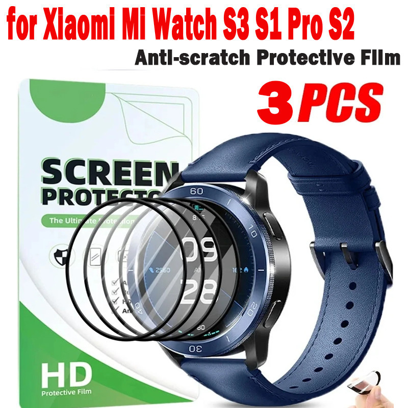 ฟิล์มกันรอยหน้าจอ ทรงโค้ง ไม่ใช่กระจก สําหรับ Xiaomi Mi Watch S3 S1 Pro Mi Watch S2 42 มม. 46 มม. 3 1 ชิ้น