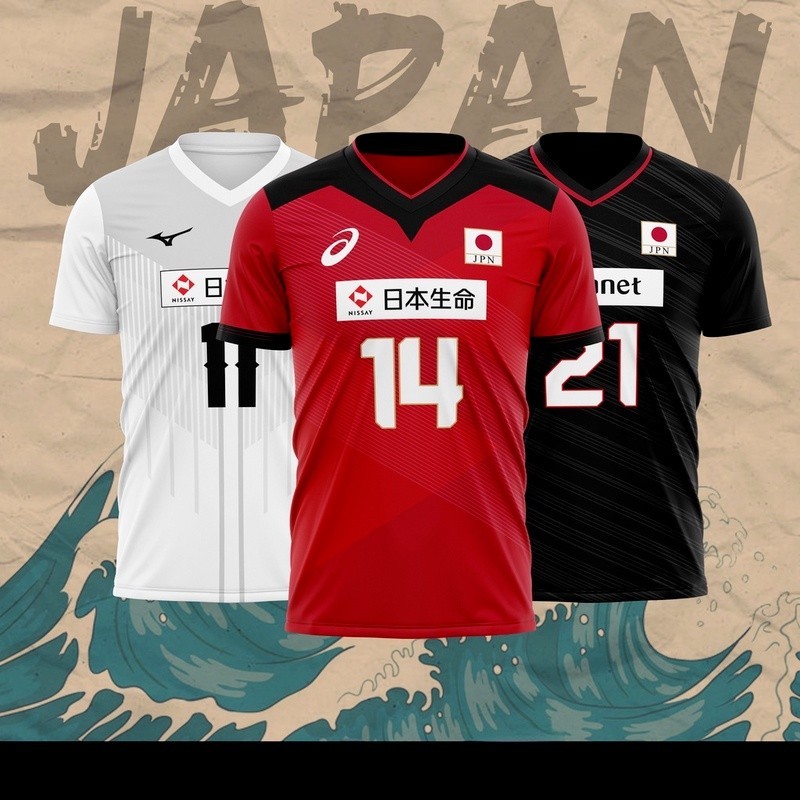(Miss Fafa)เสื้อวอลเลย์บอลทีมชาติญี่ปุ่น 2020 โตเกียวโอลิมปิกเสื้อยืดปรับแต่งชื่อ