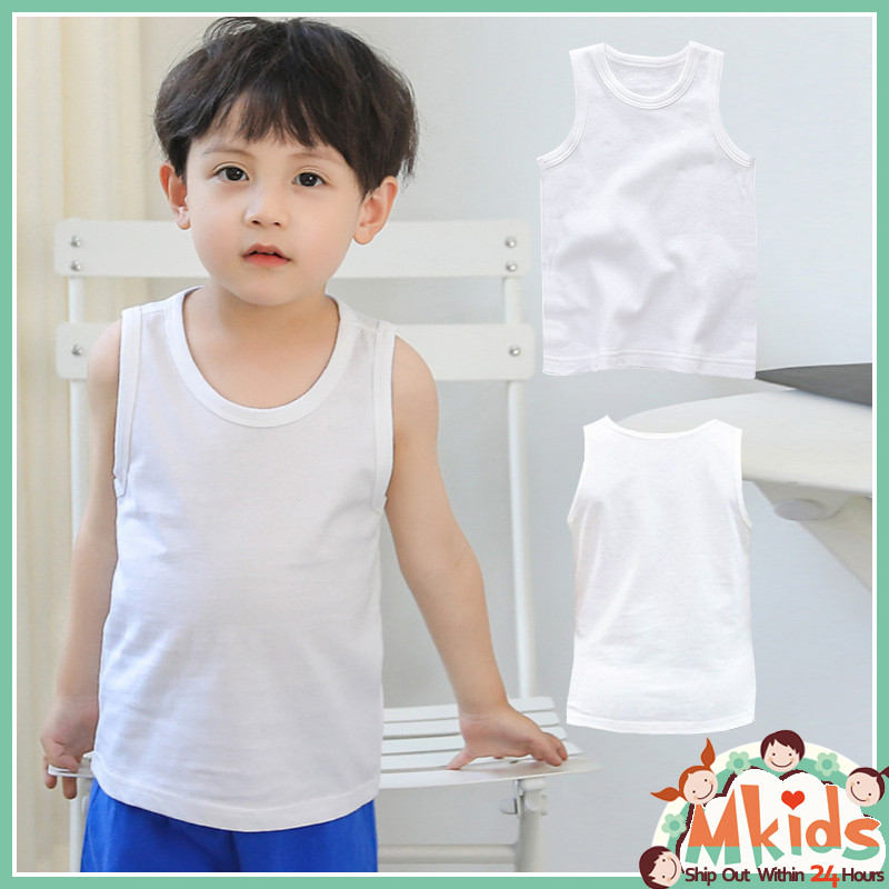 [ส่งจากในประเทศ🚚] เสื้อกั๊กลำลองเด็ก ผ้าฝ้ายแท้ 100%ใส่สบาย สีขาว เหมาะสำหรับเด็