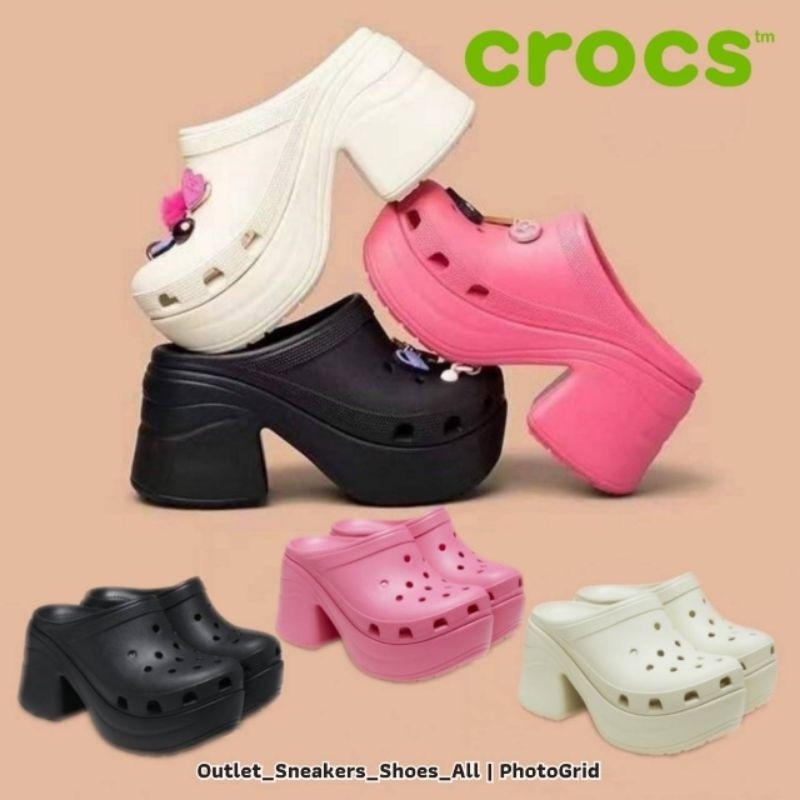 ♞,♘รองเท้าแตะส้นสูง Crocs Siren Clog Platforms & Wedges Women ผู้หญิง [ ของแท้ พร้อมส่งฟรี ] vfd