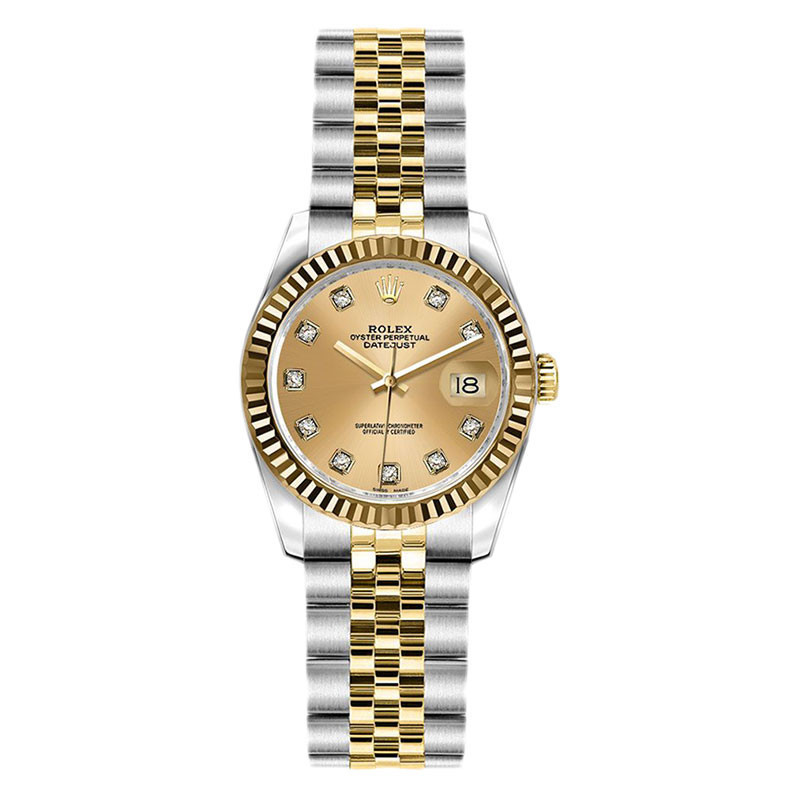 Rolex Rolex เสื้อผ้าผู้หญิง Log Type 79173 Automatic Mechanical Room Gold นาฬิกาผู้หญิง Diamonds