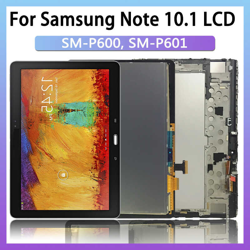 จอ ทดสอบใหม่สำหรับ Samsung Note 10.1 Sm-P600 Sm-P601 Sm-P605จอแสดงผล LCD พร้อมกรอบหน้าจอสัมผัสอะไหล่ดิจิไทเซอร์