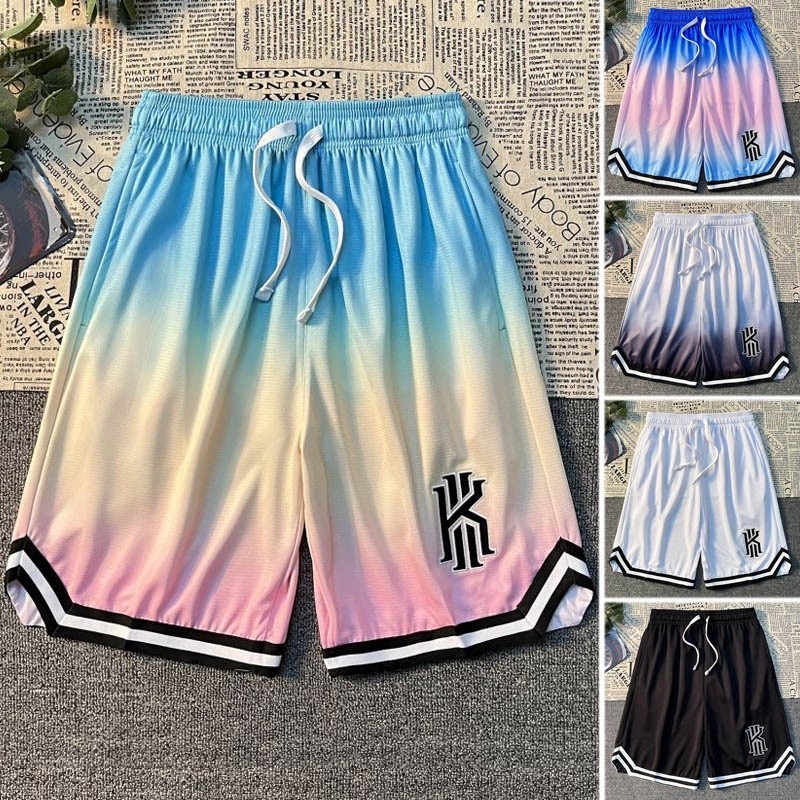 [7 สี] ใหม่ กางเกงบาสเก็ตบอลขาสั้น ระบายอากาศ ปักลายโลโก้ NBA Kyrie Irving ทรงหลวม แห้งเร็ว พลัสไซซ