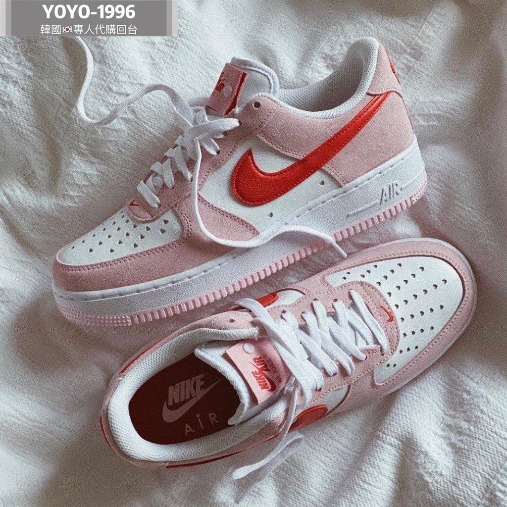 Nike Air Force 1 AF1 High Quality Valentine's Day Shoes Couple Pink White Men Women DD3384-600