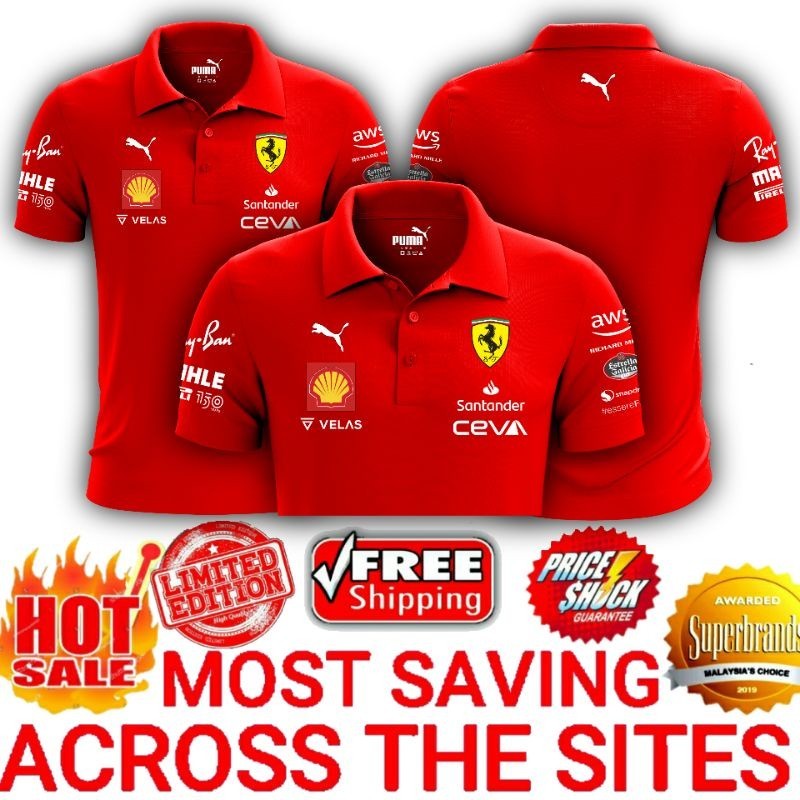 F1 2022 เสื้อยืดโปโล แขนสั้น พิมพ์ลายกราฟฟิค Scuderia Ferrari Racing Team ขนาดใหญ่ สําหรับผู้ชาย แล