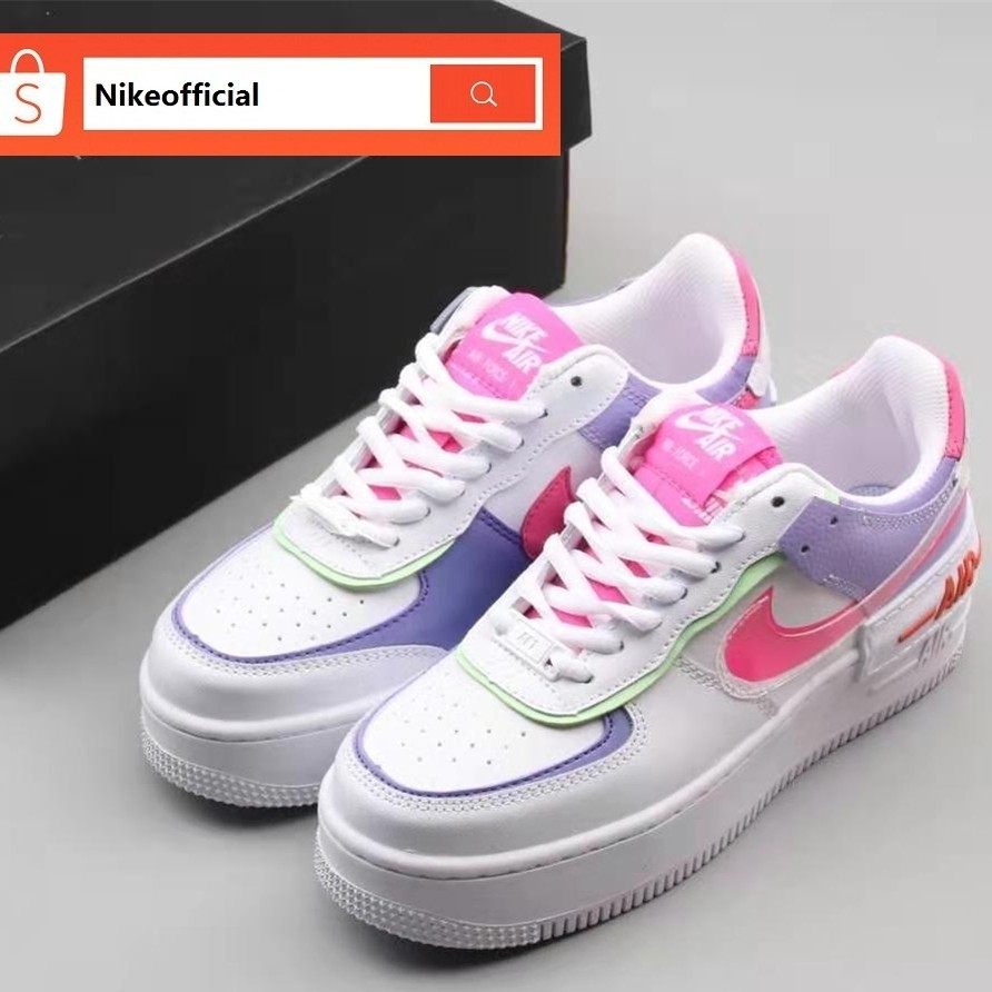 100% Original Nike Air Force 1 Low Pink/Purple Air Cushion Casual Sneakers Shoes For Women