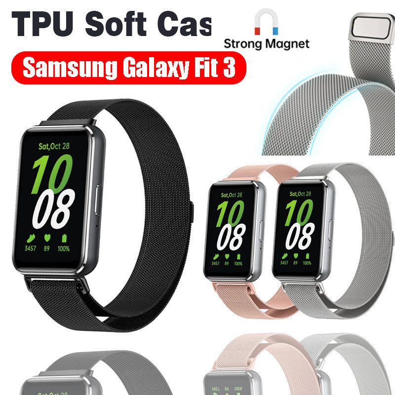 สายนาฬิกาข้อมือ สเตนเลส โลหะ พร้อมห่วงแม่เหล็ก สําหรับ Samsung Galaxy Fit 3 Samsung Galaxy Fit 3 Samsung Galaxy Fit 3
