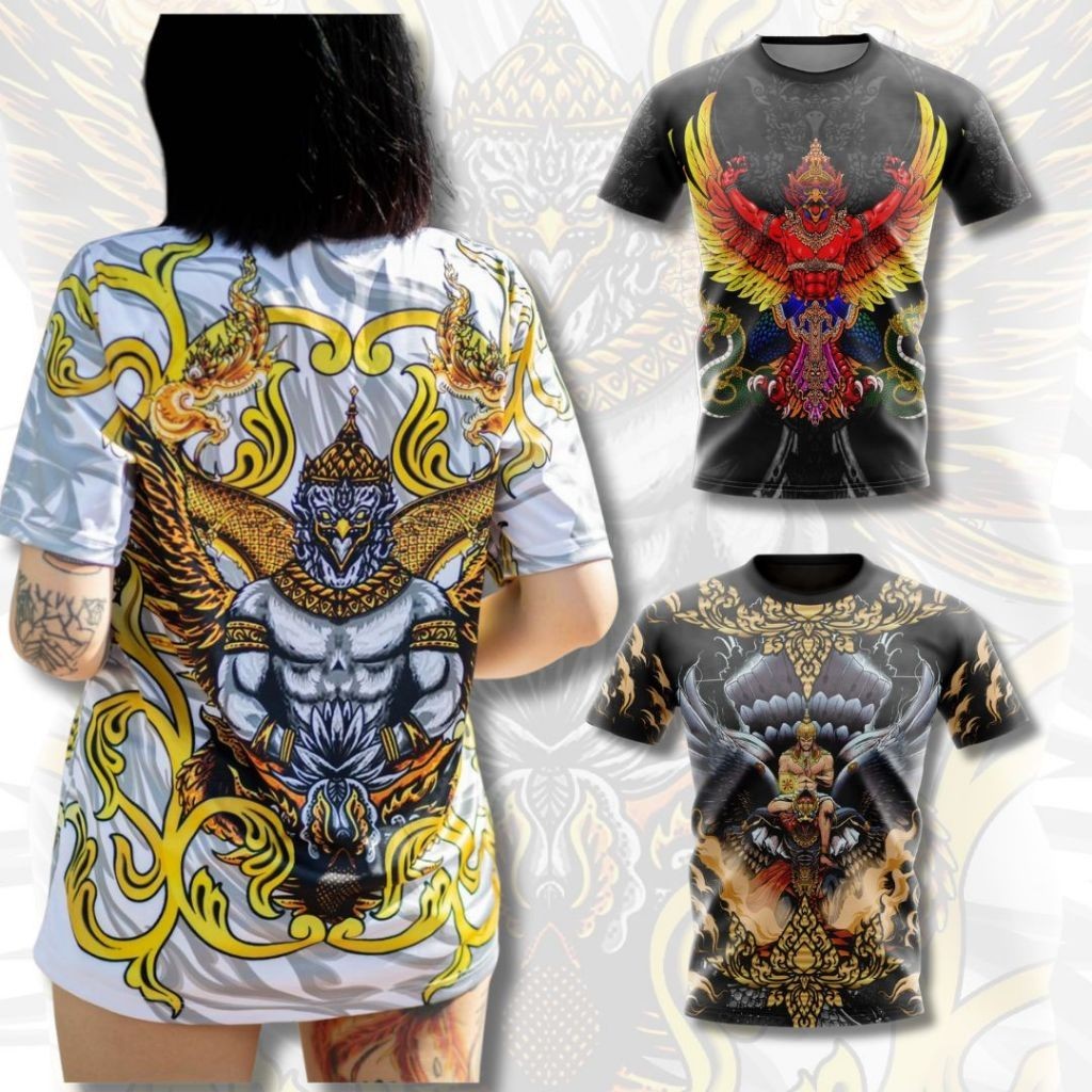 [พร้อมส่ง] เสื้อยืดพญาครุฑ ลายเส้นสวย พิมพ์ลายคมชัด งานไทย ผ้าไมโครนิ่ม คอกลม ใส่สบาย