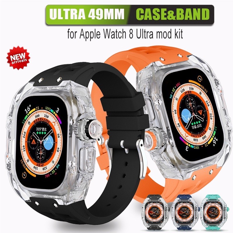 สายนาฬิกาข้อมือยาง แบบใส หรูหรา สําหรับ Apple Watch Ultra 49 มม. iWatch Series Ultra 2 49 มม.